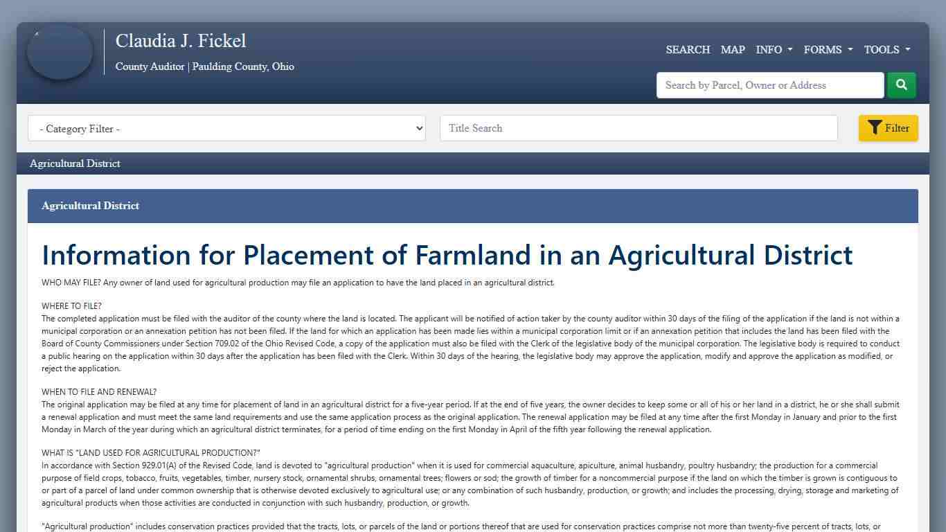 General Information - County Auditor Website, Paulding County, Ohio