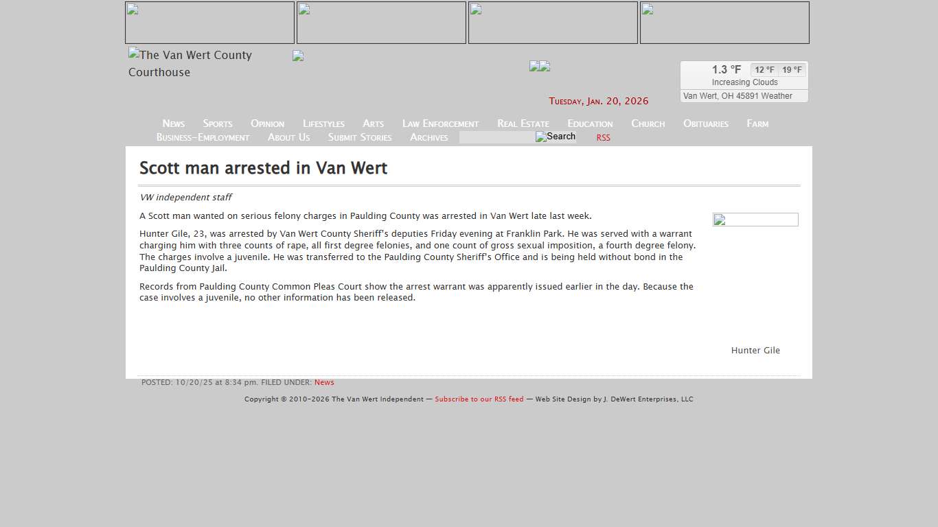 Scott man arrested in Van Wert « The VW independent